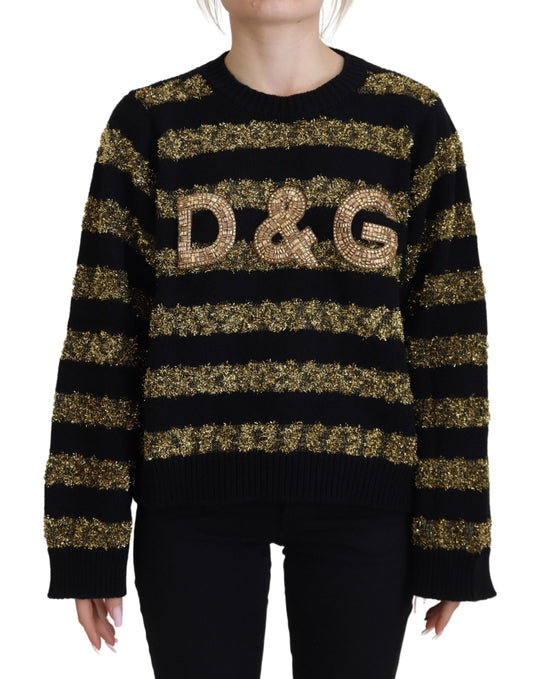 Dolce & Gabbana Black Gold D&G Crystal Cashmere Sweater