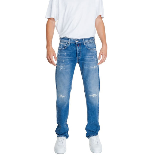 Replay Blue Cotton Relaxed Fit Jean