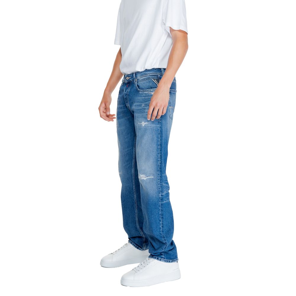 Replay Blue Cotton Relaxed Fit Jean