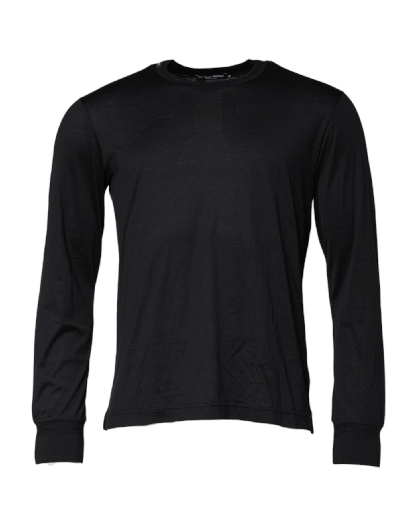 Dolce & Gabbana Dark Blue Silk Crew Neck Men Pullover Sweater