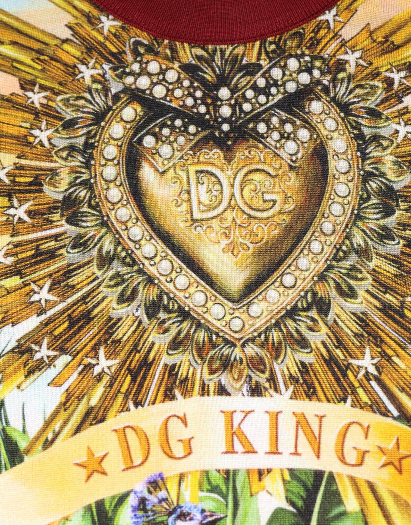 Dolce & Gabbana Tropical Heart Crown Silk Pullover Sweater