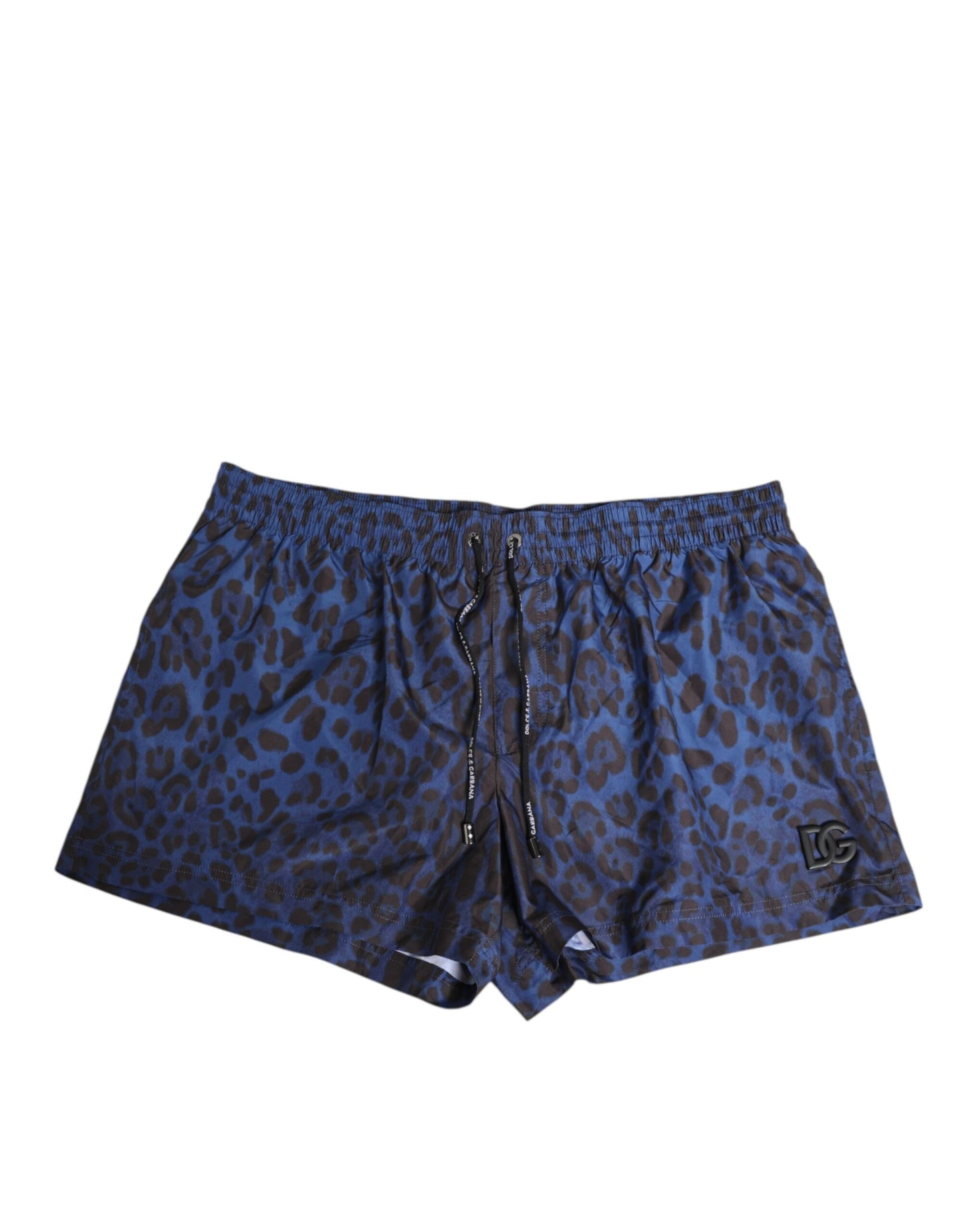 Dolce & Gabbana Blue Leopard Print Polyester Elastic Waistband Swimwear