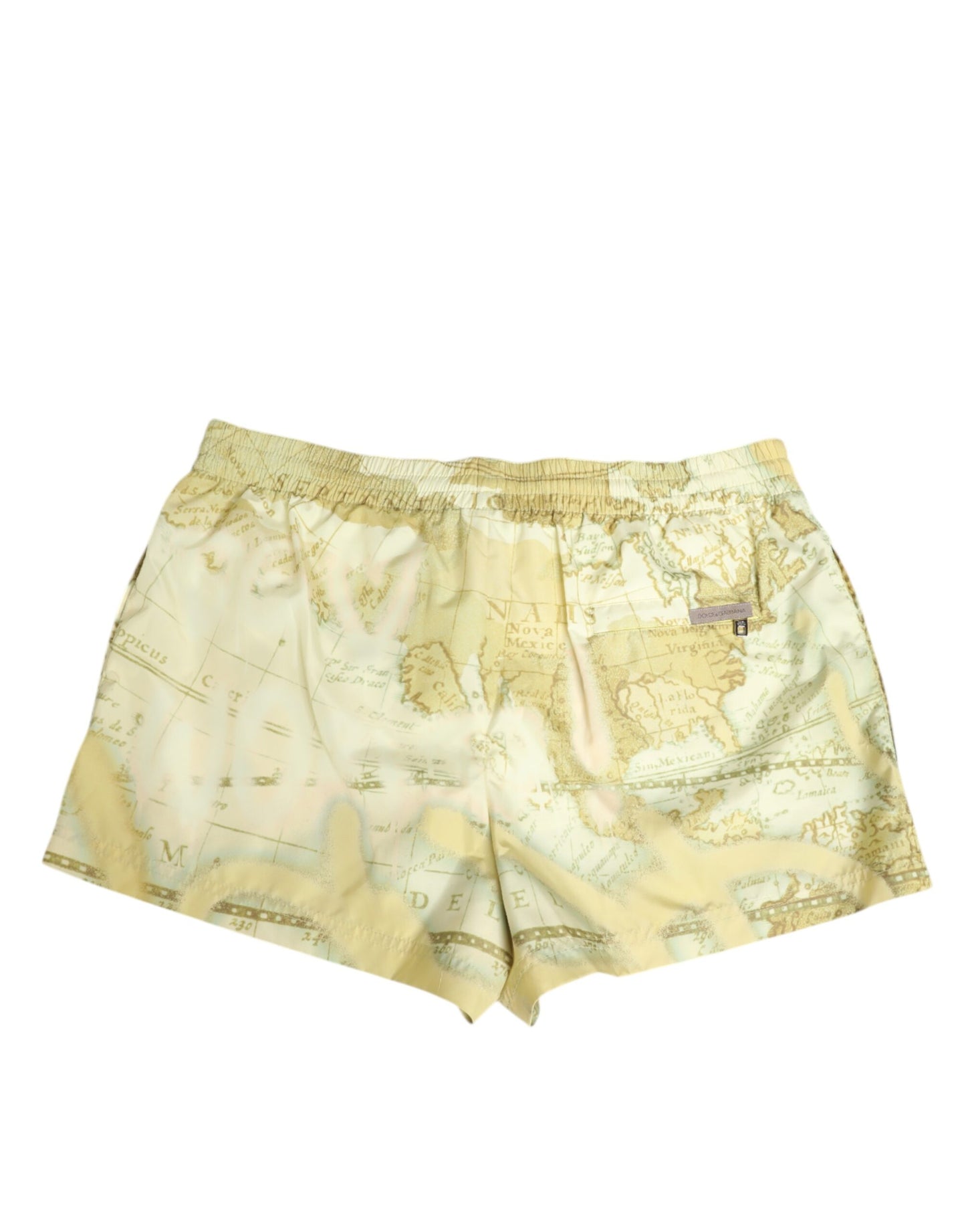 Dolce & Gabbana Yellow World Map Polyester Elastic Waistband Swimwear