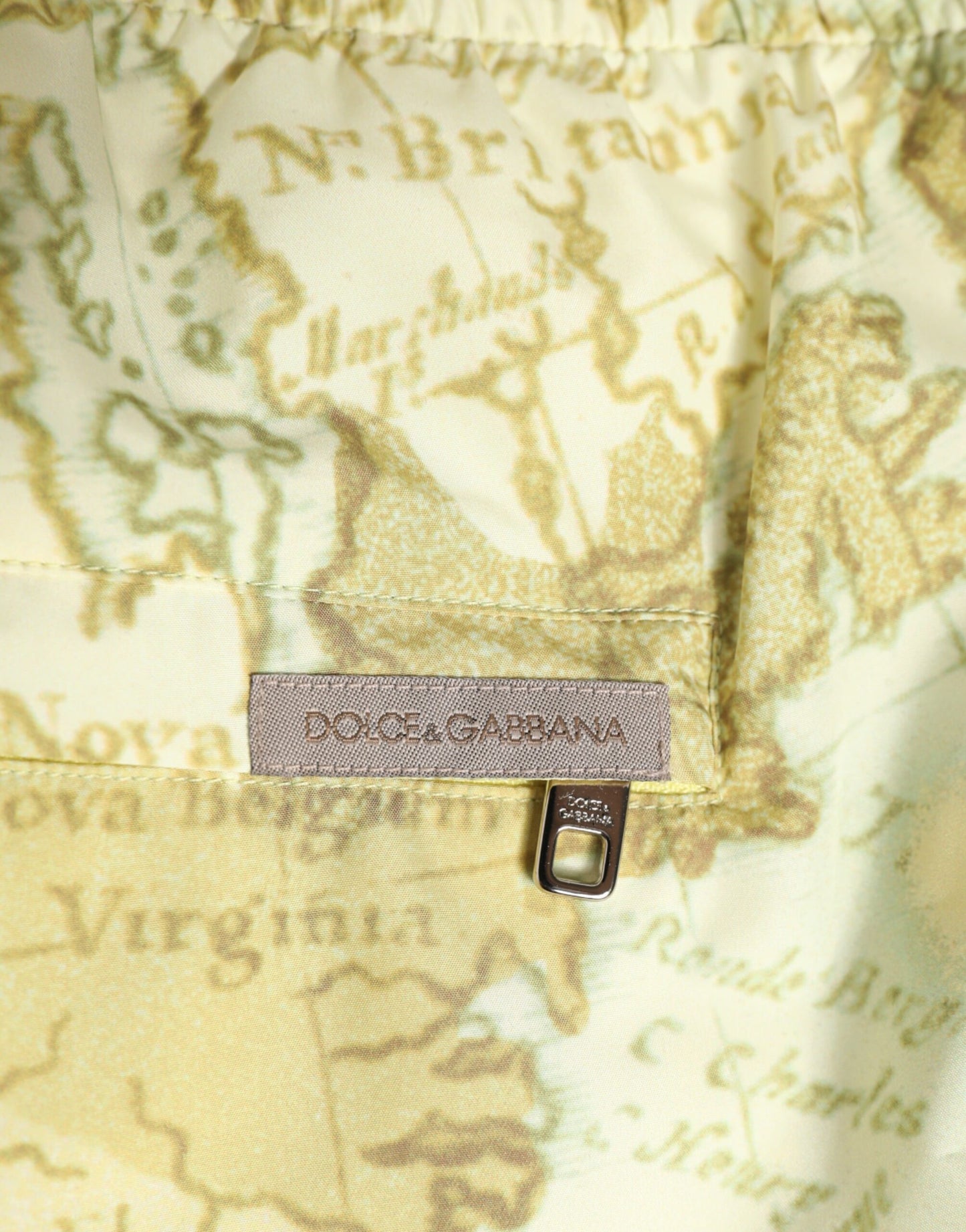 Dolce & Gabbana Yellow World Map Polyester Elastic Waistband Swimwear