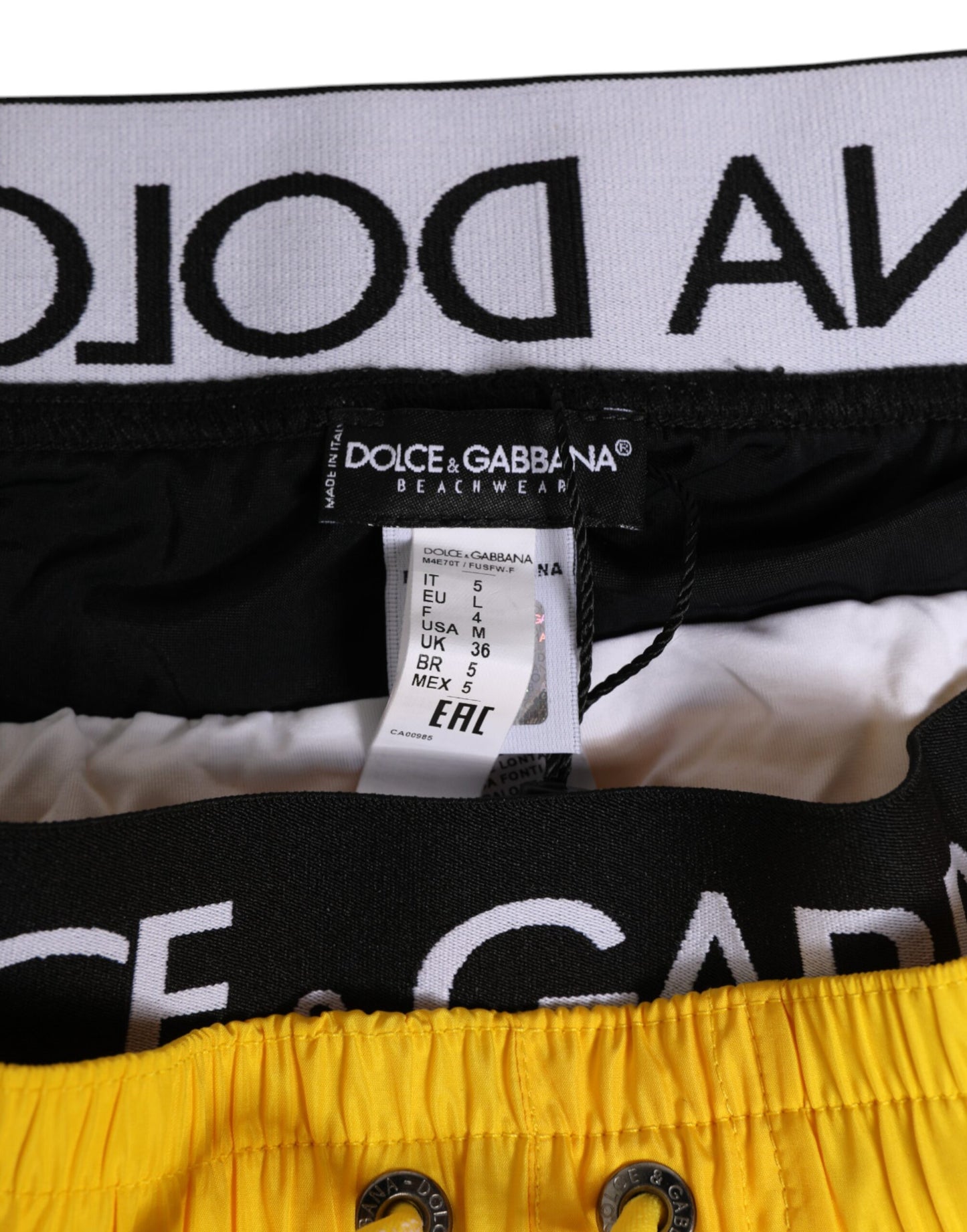 Dolce & Gabbana Yellow Drawstring Beachwear Men Shorts Swimwear