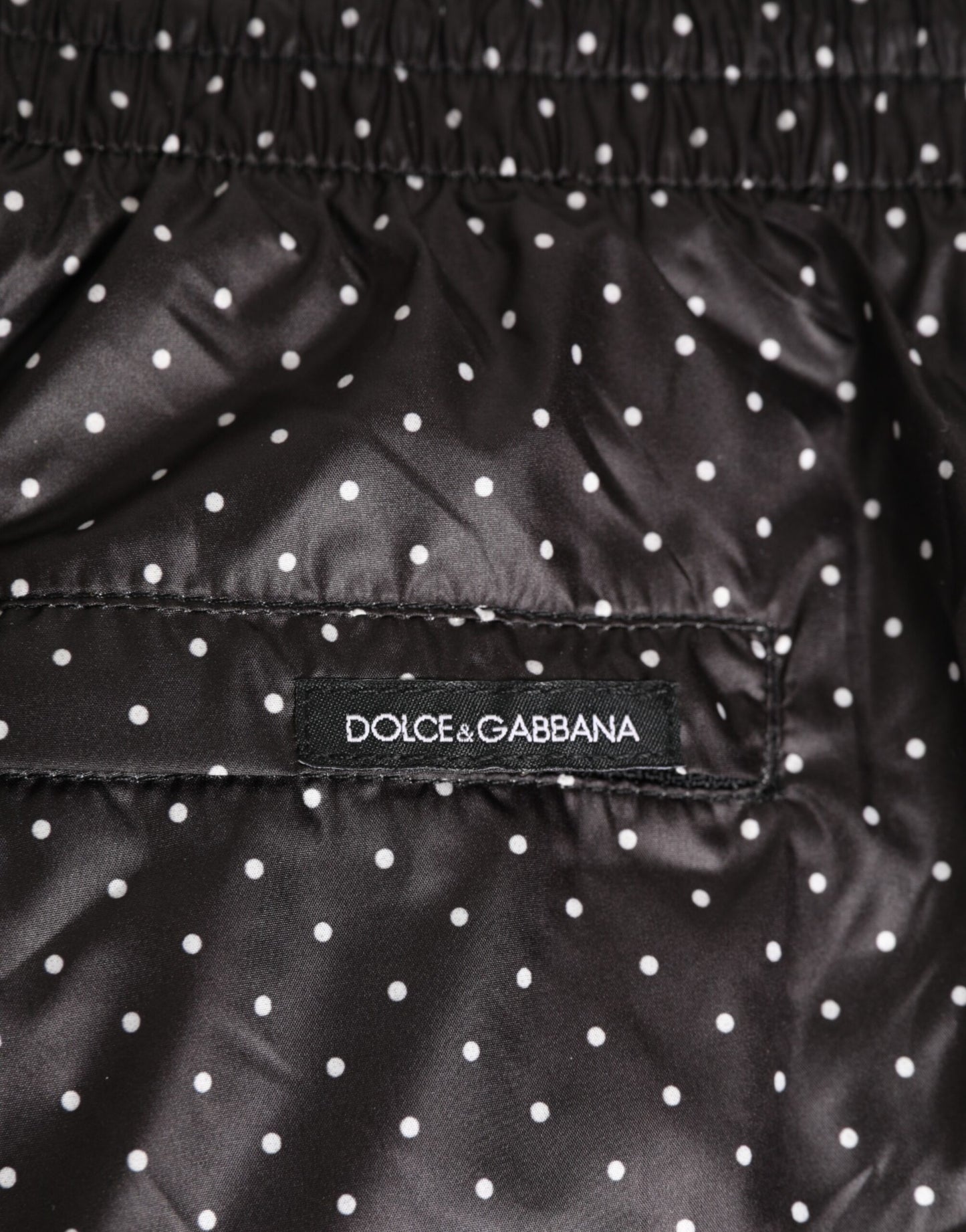 Dolce & Gabbana Black Polka Dot Polyester Men Shorts Swimwear