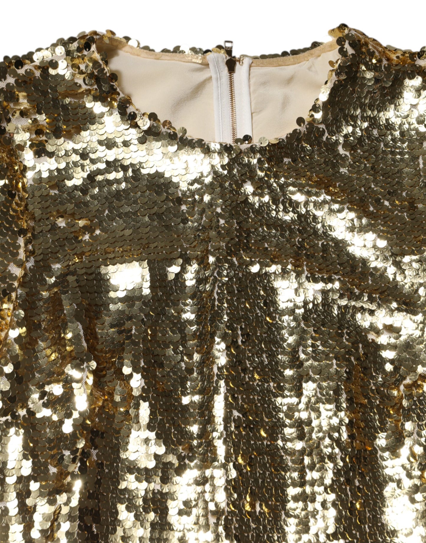 Dolce & Gabbana Gold Sequin Long Sleeve Mini Dress