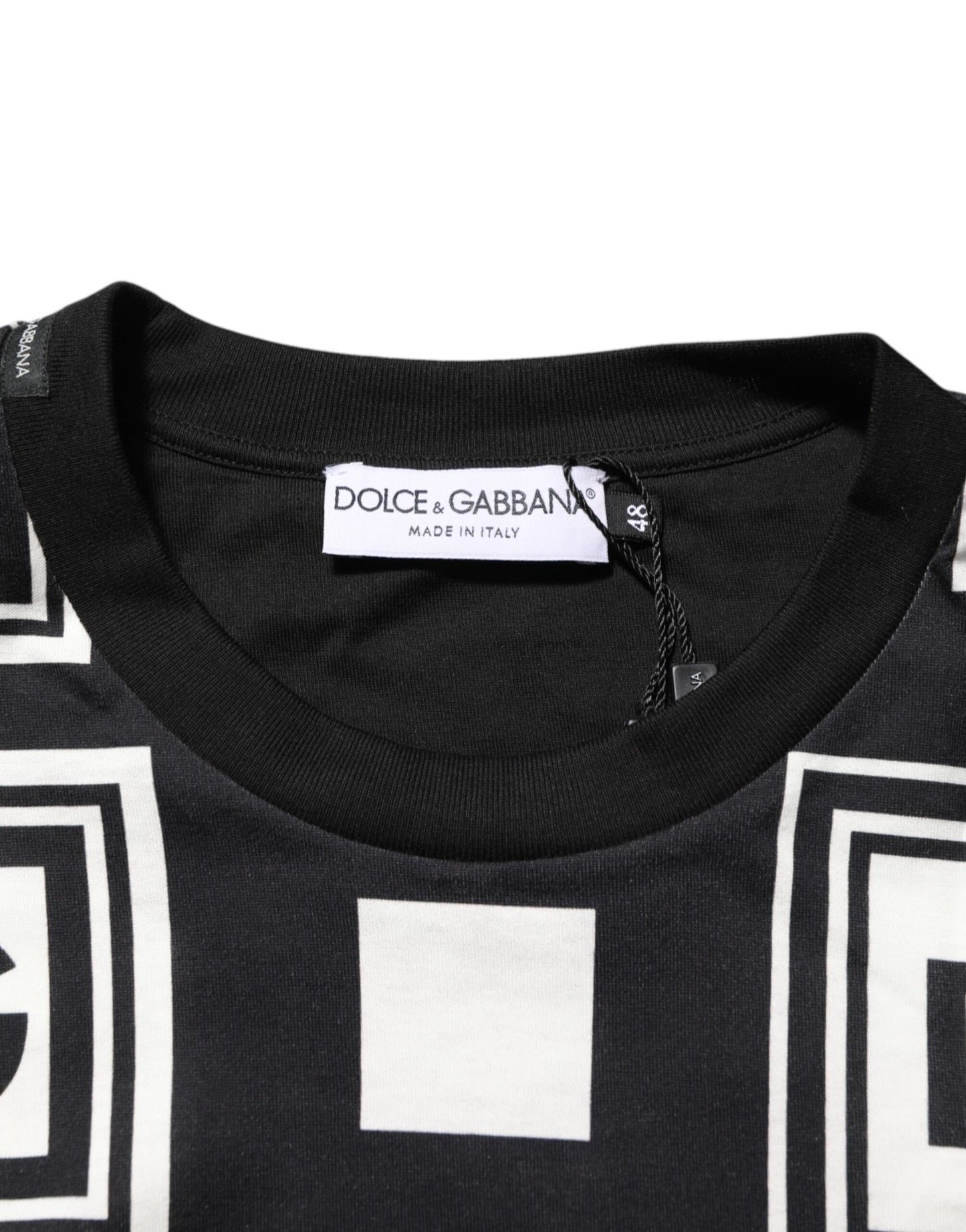 Dolce & Gabbana Black Logo Monogram Cotton Crew Neck T-shirt