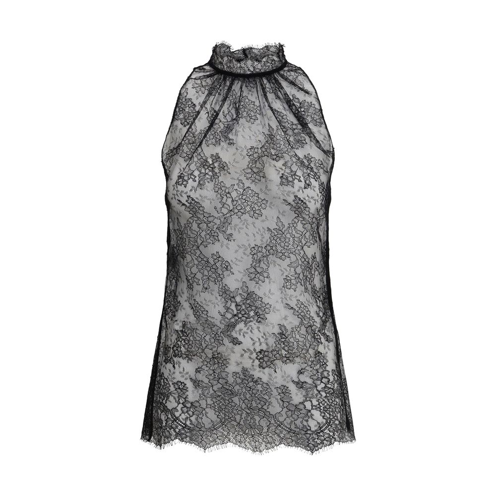 Alexander McQueen Sleeveless black Lace Top