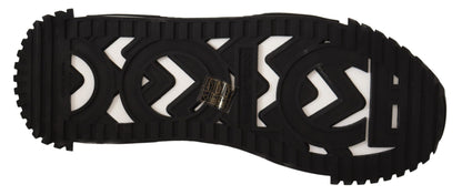 Dolce & Gabbana Black Gray Fabric Lace Up NS1 Sneakers Shoes