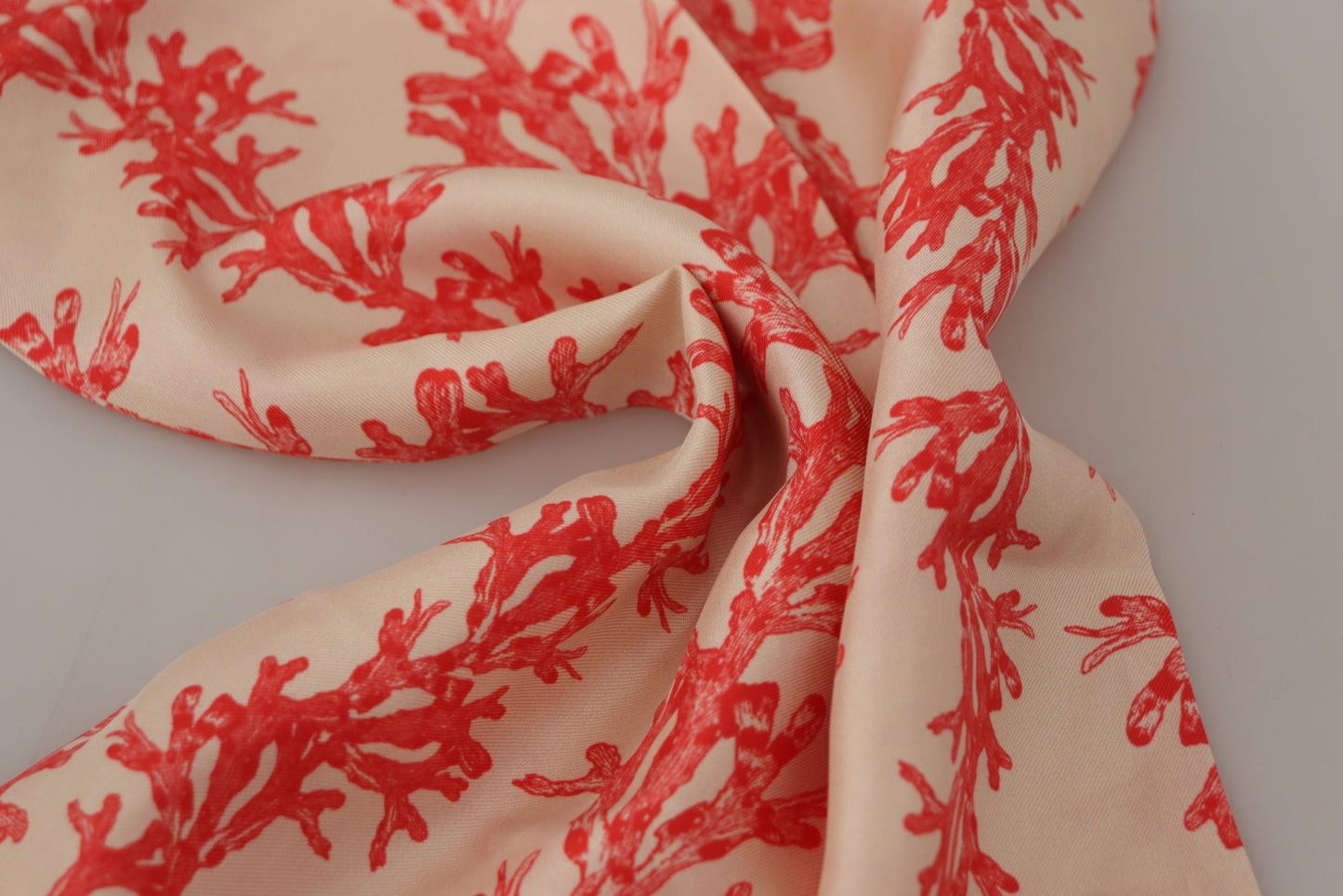 Dolce & Gabbana White Red Coral Print Shawl Wrap Fringe Scarf