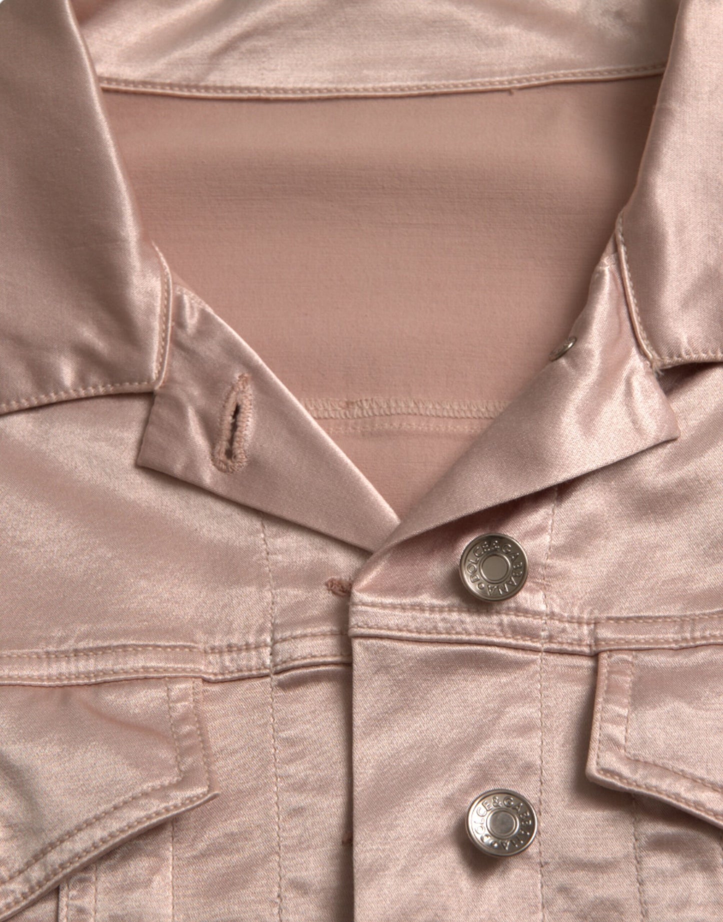 Dolce & Gabbana Pink Cotton Stretch Collared Cropped Jacket