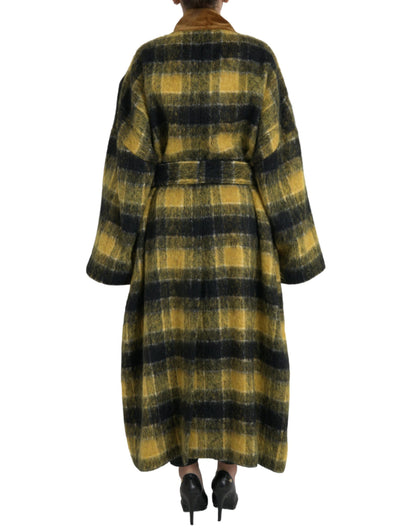 Dolce & Gabbana Yellow Checkered Long Sleeve Coat Jacket