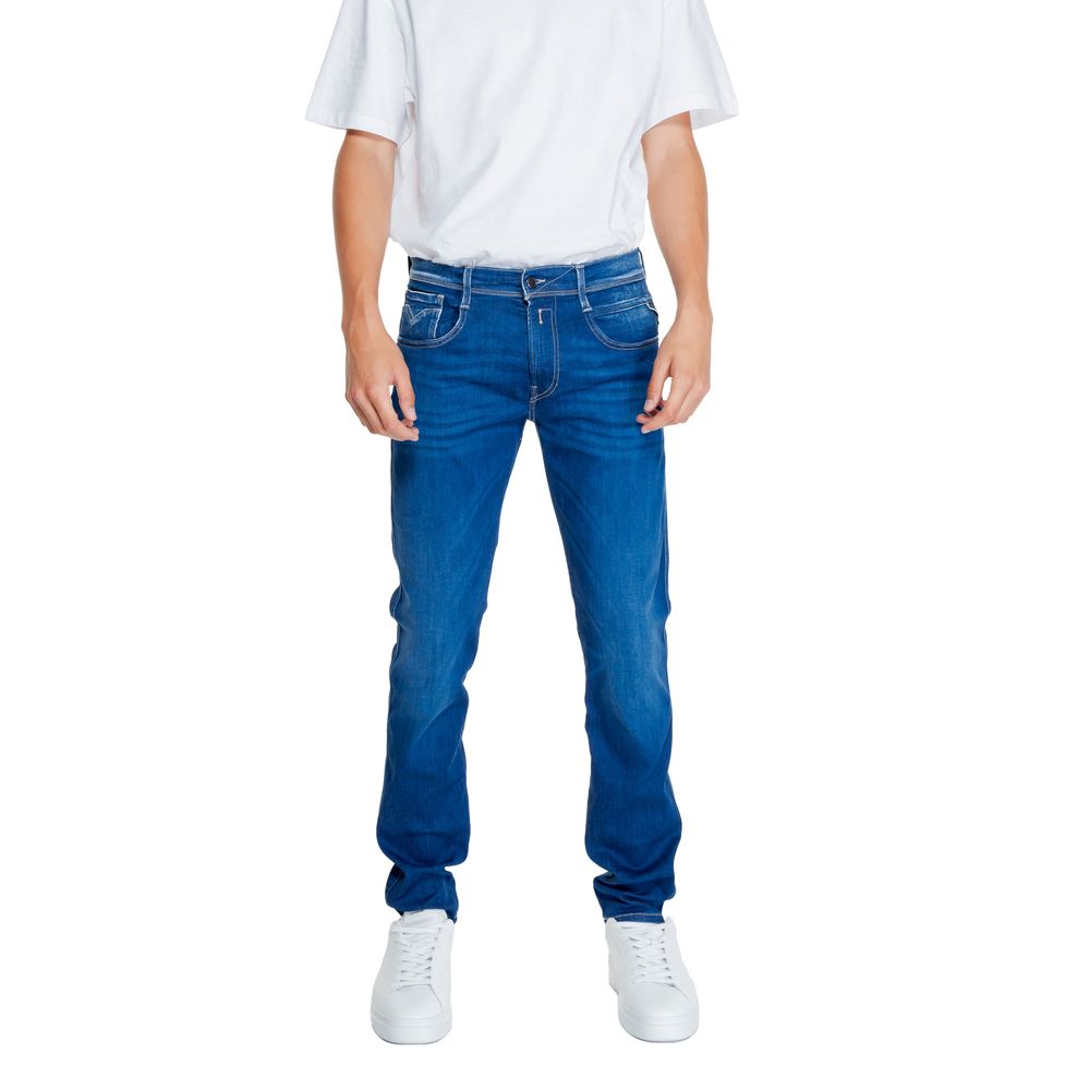Replay Blue Cotton Relaxed Fit Jean