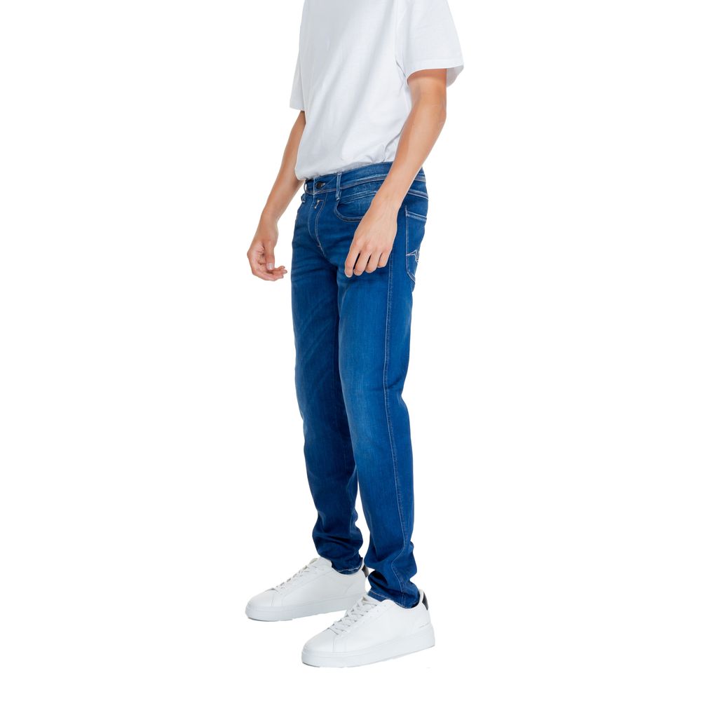 Replay Blue Cotton Relaxed Fit Jean