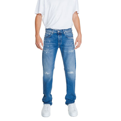 Replay Blue Cotton Relaxed Fit Jean