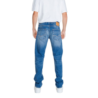 Replay Blue Cotton Relaxed Fit Jean