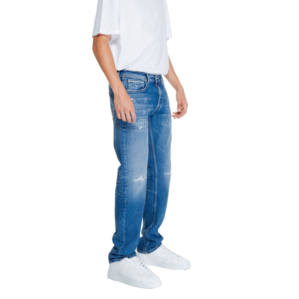 Replay Blue Cotton Relaxed Fit Jean