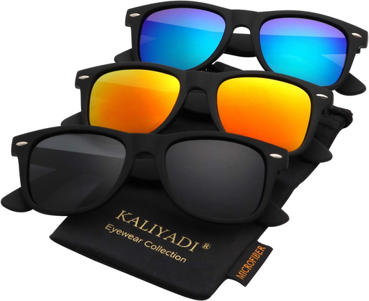 Men and Women Matte Finish Sun glasses Color Mirror Lens UV Blocking (3 Pack)