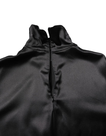 Dolce & Gabbana Black Silk Turtleneck Men Pullover Sweater