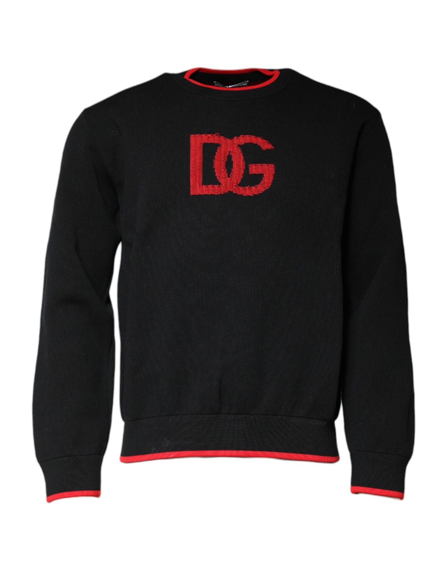 Dolce & Gabbana Black Nylon DGLogo Knit Men Pullover Sweater
