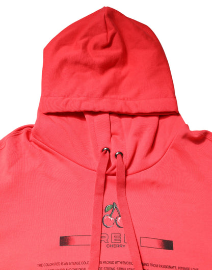 Dolce & Gabbana Red Logo Printed Hooded Sweatshirt Sweater