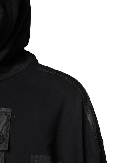 Dolce & Gabbana Black Cotton Hooded Sweatshirt Sweater