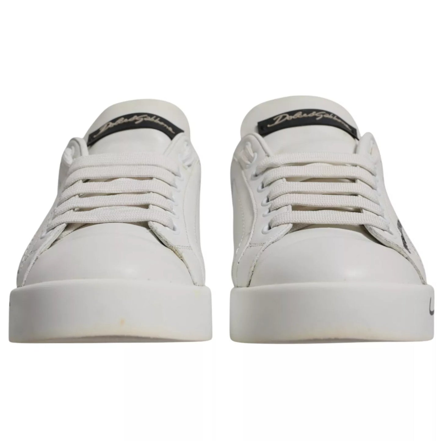 Dolce & Gabbana White Blue Logo Portofino Sneakers Shoes