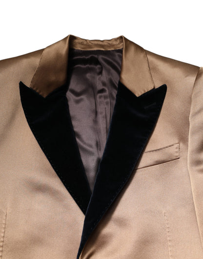 Dolce & Gabbana Brown Silk Single Breasted Trench Coat  Jacket