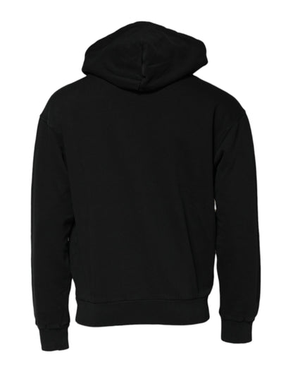 Dolce & Gabbana Black Logo Full Zip Hooded Men Sweatshirt Sweater
