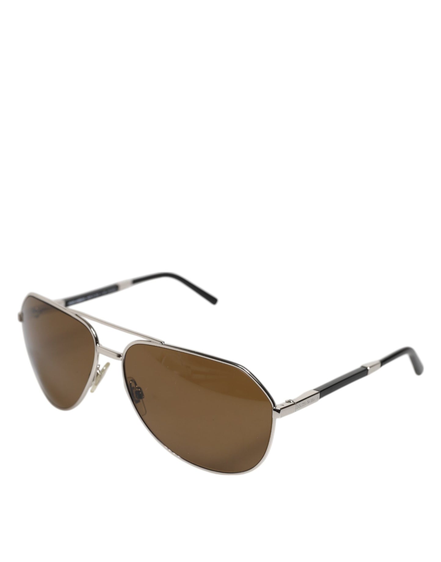 Dolce & Gabbana DG2073 Silver Steel Classic Pilot Brown Lens Sunglasses