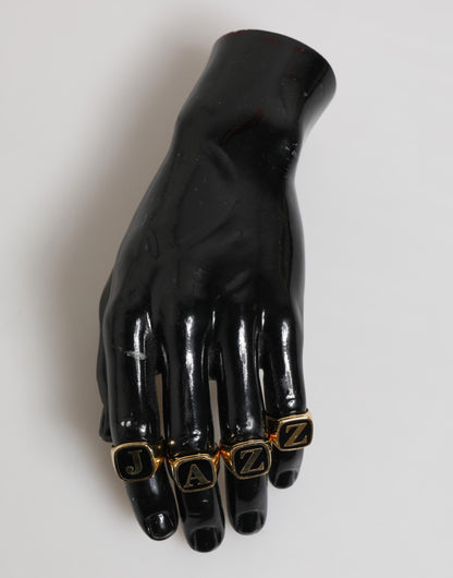 Dolce & Gabbana Gold Tone Brass JAZZ Letter Set 4 Pieces Adjustable Ring