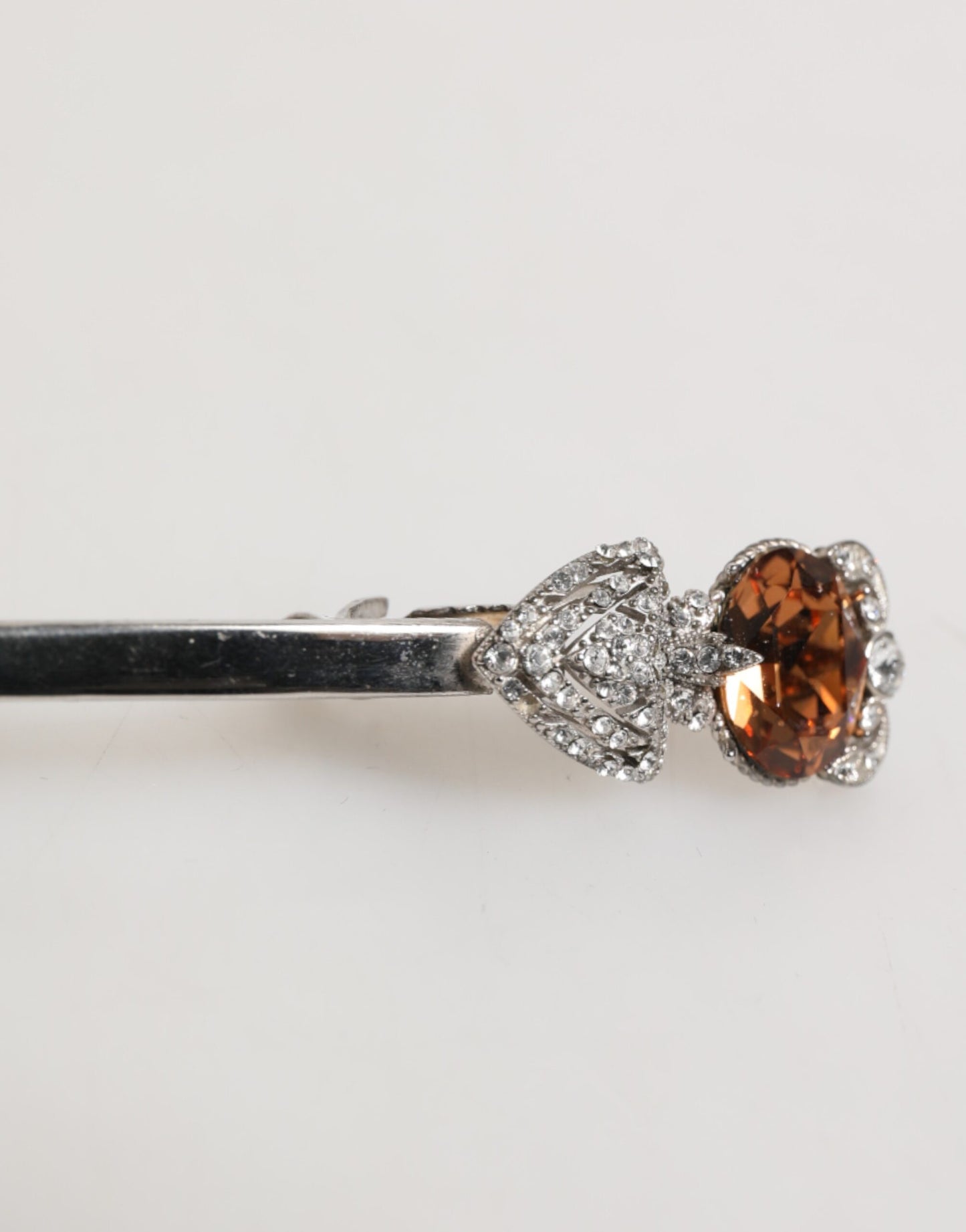 Dolce & Gabbana Lapel Pin 925 Sterling Silver Crystals Accessory Brooch