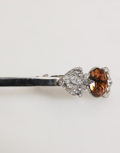 Dolce & Gabbana Lapel Pin 925 Sterling Silver Crystals Accessory Brooch