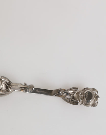 Dolce & Gabbana Lapel Pin 925 Sterling Silver Crystals Accessory Brooch