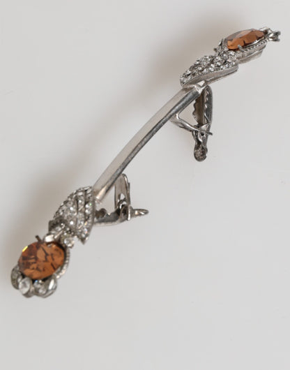 Dolce & Gabbana Lapel Pin 925 Sterling Silver Crystals Accessory Brooch