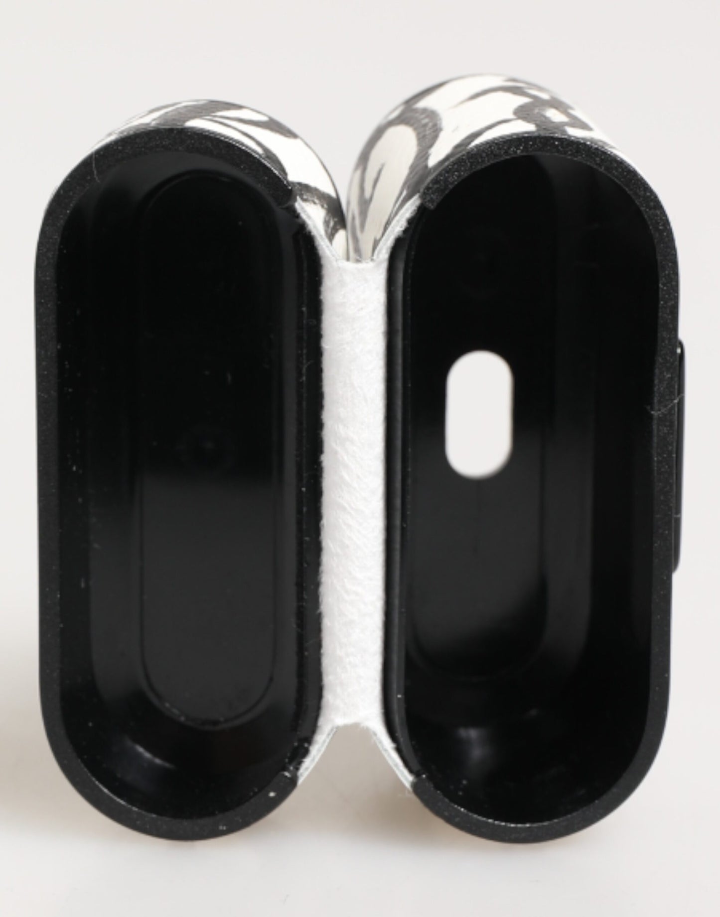 Dolce & Gabbana Black White Leather Monogram Print Logo Holder Airpods Case