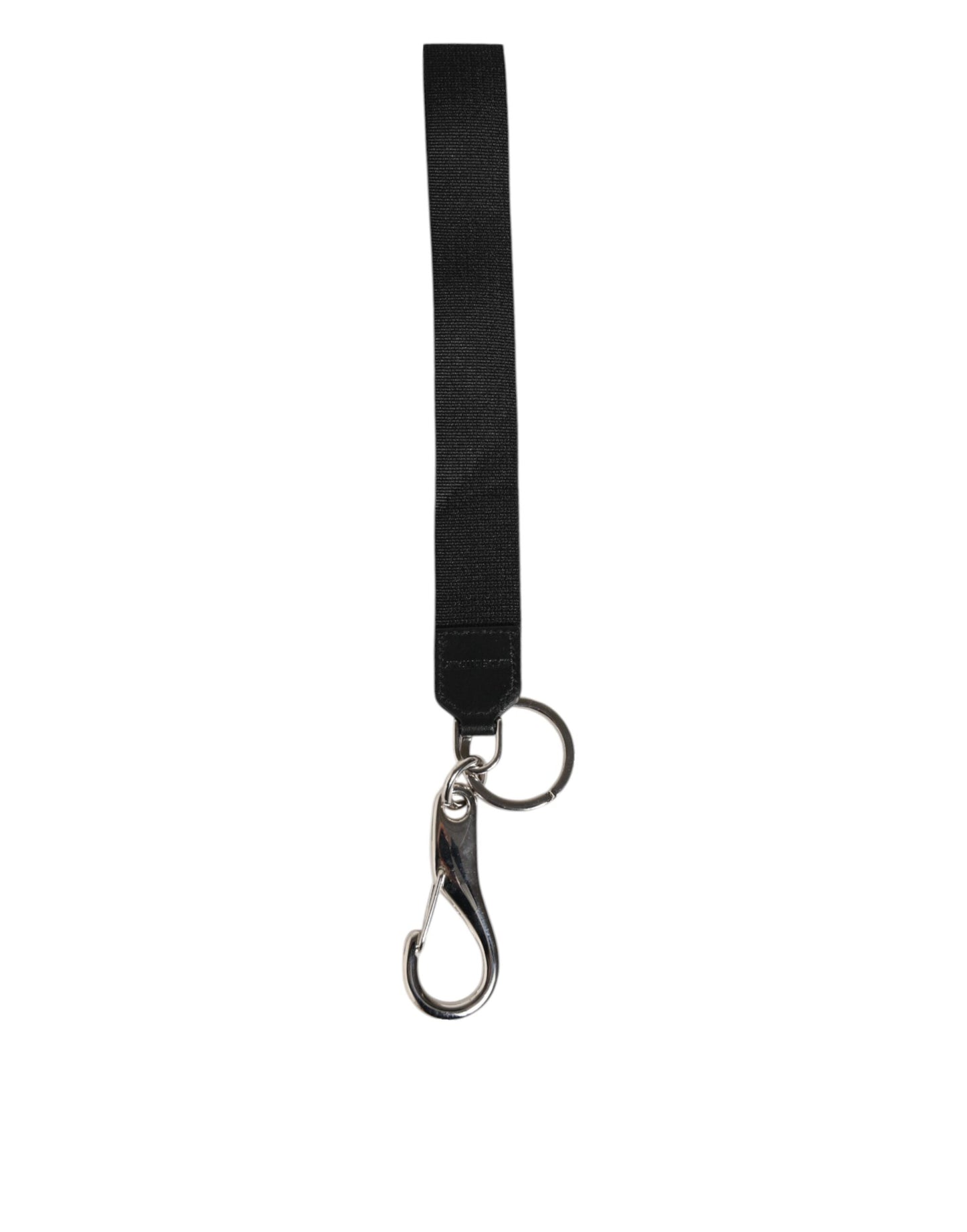 Dolce & Gabbana Black Silver Nylon DG Crown Men's Holder Keychain Keyring