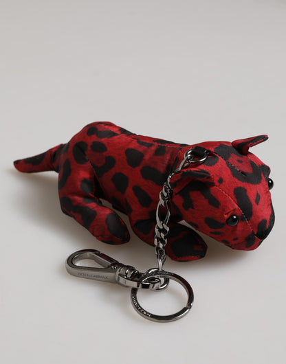 Dolce & Gabbana Red Black Polyester Animal Silhouette Bag Keychain Keyring
