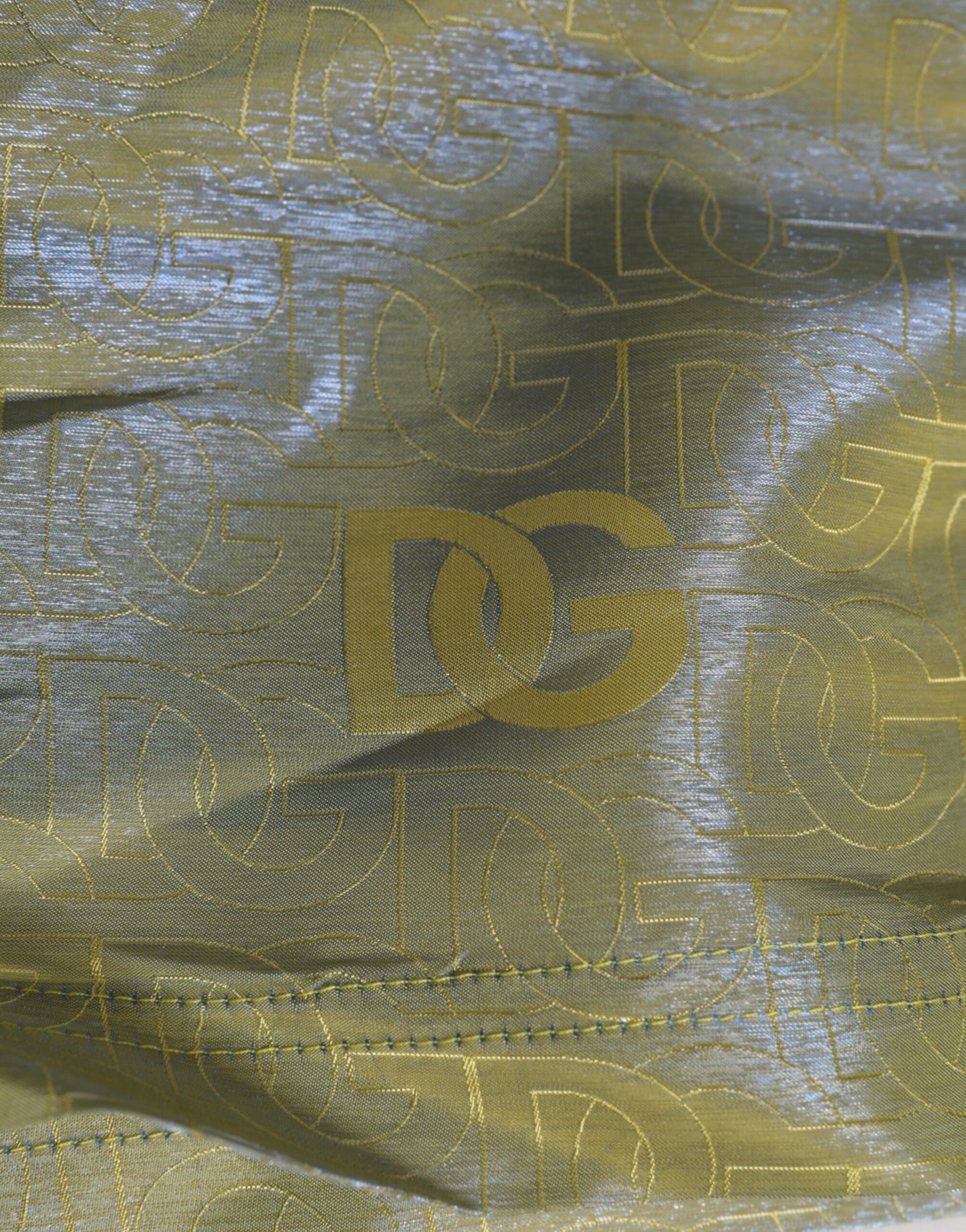 Dolce & Gabbana Green Polyester Metallic Logo Print Men Swimwear