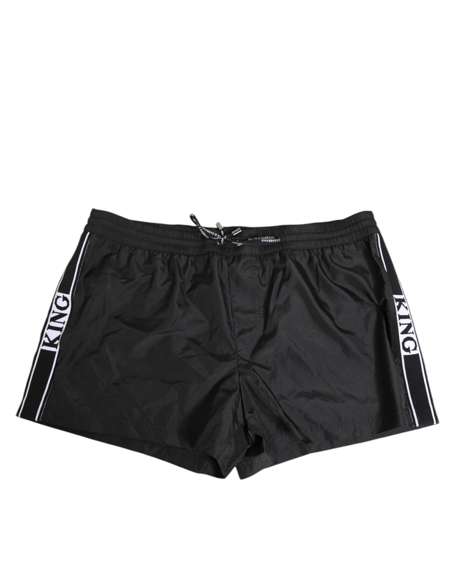 Dolce & Gabbana Black Nylon KING Sideband Men Boxer Shorts Swimwear
