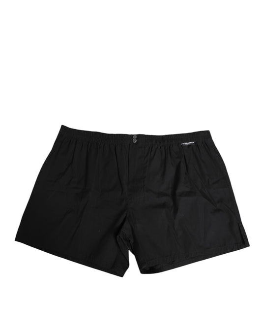 Dolce & Gabbana Black Cotton Elastic Waistband Button Swimwear