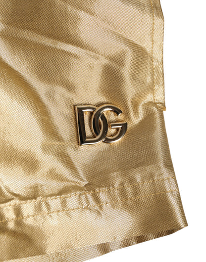 Dolce & Gabbana Gold Metallic Beachwear Men Boxer Short Swimwear