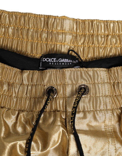Dolce & Gabbana Gold Metallic Beachwear Men Boxer Short Swimwear