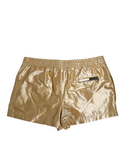 Dolce & Gabbana Gold Metallic Beachwear Men Boxer Short Swimwear
