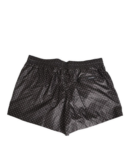 Dolce & Gabbana Black Polka Dot Polyester Men Shorts Swimwear
