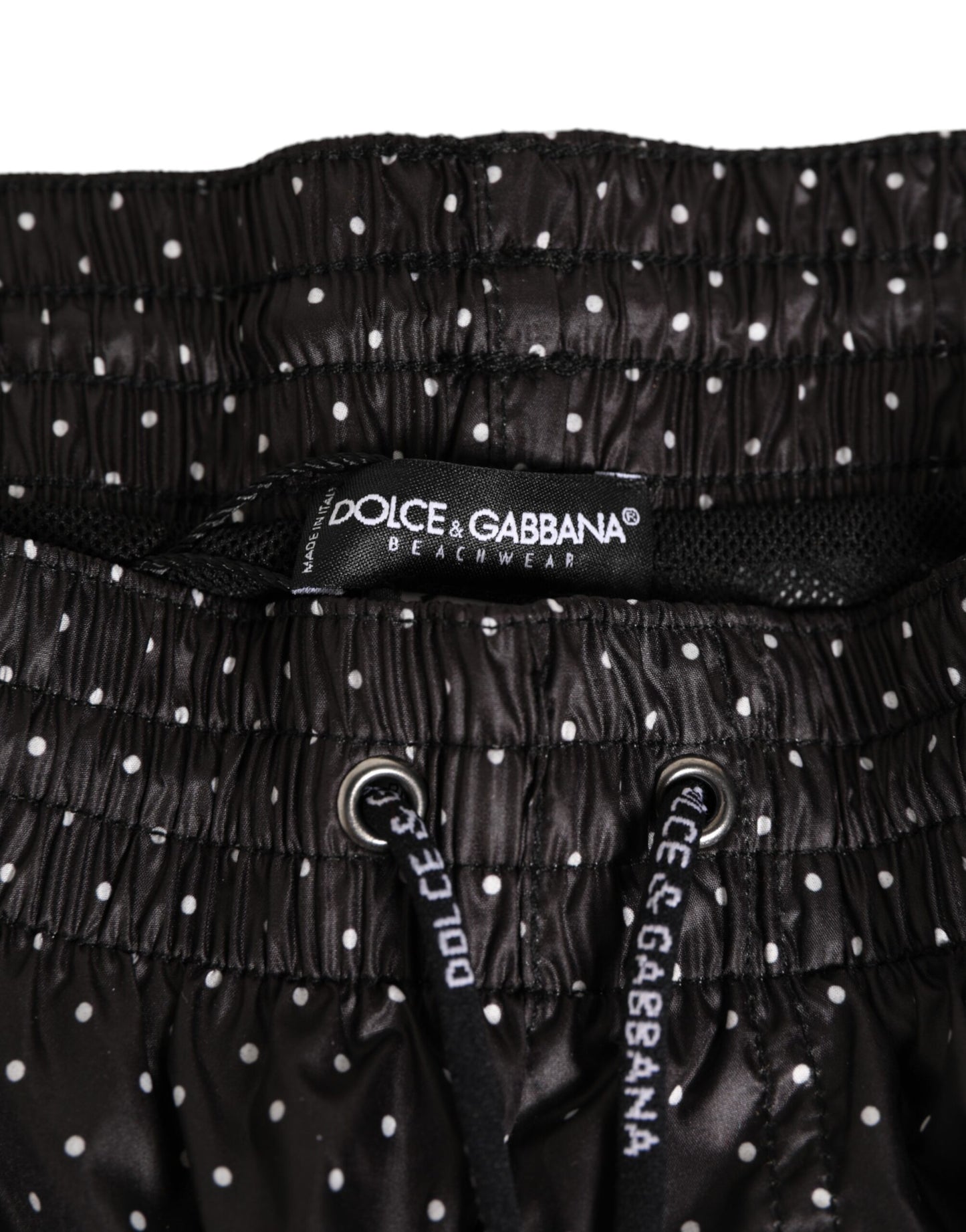 Dolce & Gabbana Black Polka Dot Polyester Men Shorts Swimwear