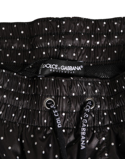 Dolce & Gabbana Black Polka Dot Polyester Men Shorts Swimwear