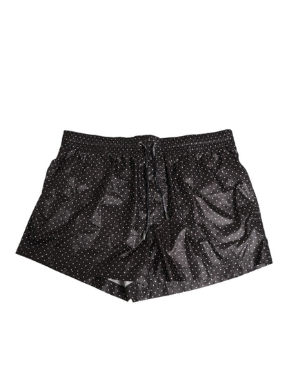 Dolce & Gabbana Black Polka Dot Polyester Men Shorts Swimwear