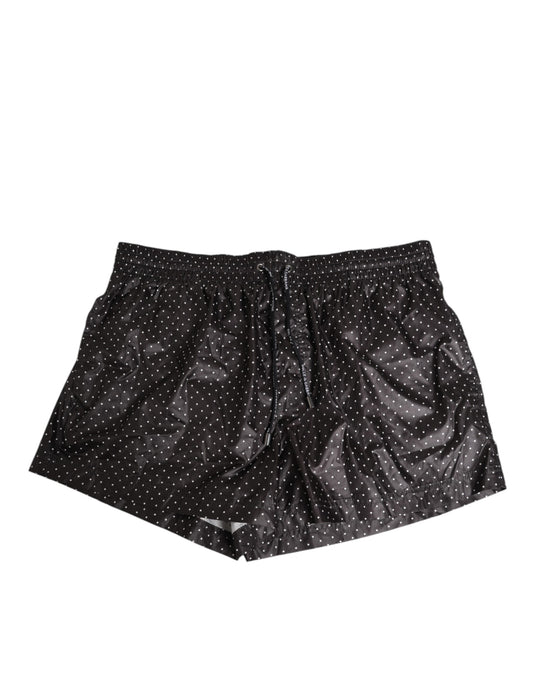 Dolce & Gabbana Black Polka Dot Polyester Men Shorts Swimwear